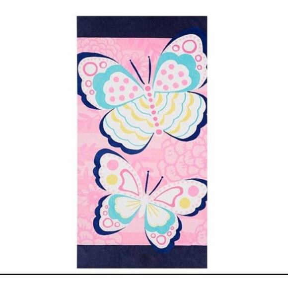 PB Kids Teen CLASSIC BUTTERFLY BEACH TOWEL 64x32 Kids Adult Pink Blue Teal - NEW - Picture 2 of 5